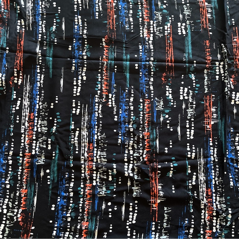 Black Multicolor Abstract Design Rayon Fabric